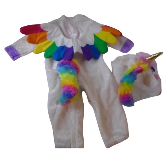 Toddler Unicorn Costume Jumpsuit White Rainbow Size 12/18 Months. - Picture 4 of 5